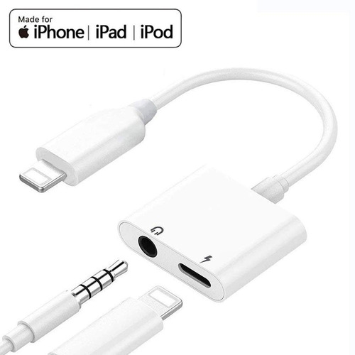 ADAPTADOR IPHONE DOBLE DOS EN UNO 2 EN 1 A JACK AUDIO MANOS LIBRES 3.5 Y IPHONE DEVIA 3 MESES DE GARANTIA